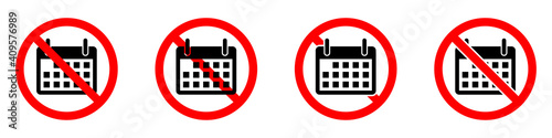 Calendar is prohibited. Stop calendar icon. Vector illustration.