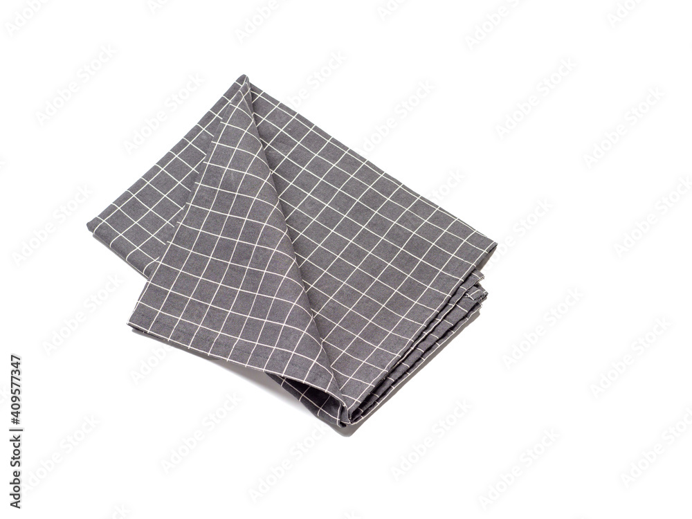 Gray linen napkin isolated on white background. Gray linen napkin isolated on white background.