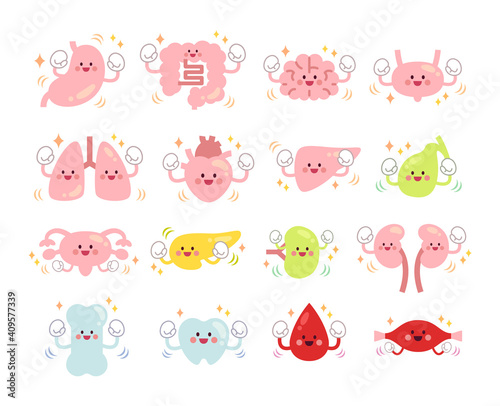元気な16種類の内臓のかわいいキャラクター