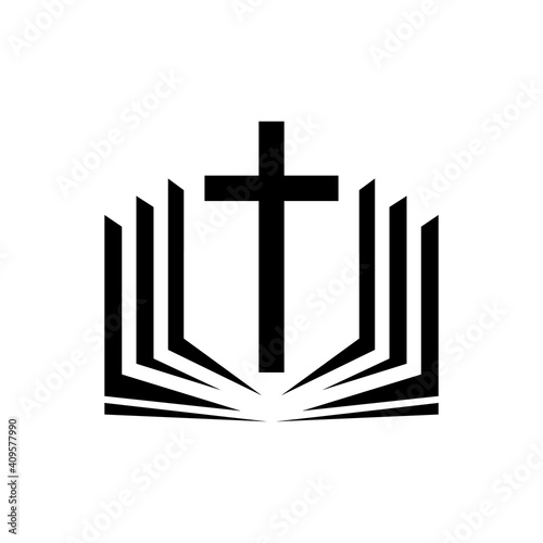 Obraz na plátně Christian church logo with book sign