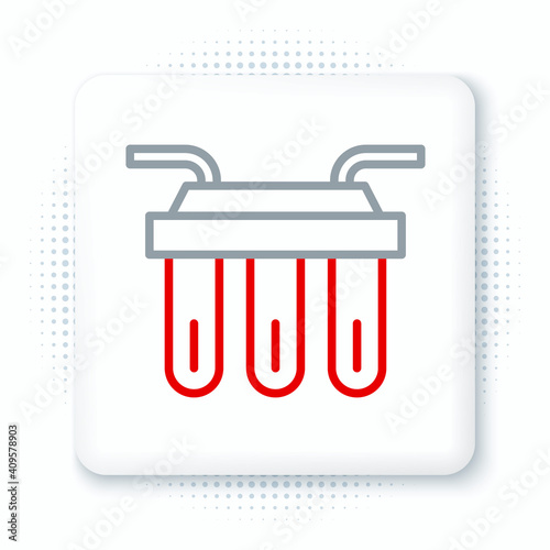 Line Water filter icon isolated on white background. System for filtration of water. Reverse osmosis system. Colorful outline concept. Vector.