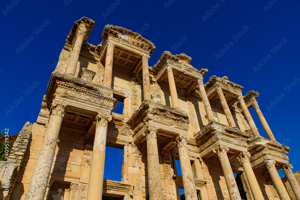 Library of Celsus, an ancient Roman building in Ephesus Archaeological Site, Turkey