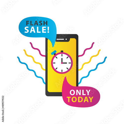 only today sale countdown lettering with smartphone