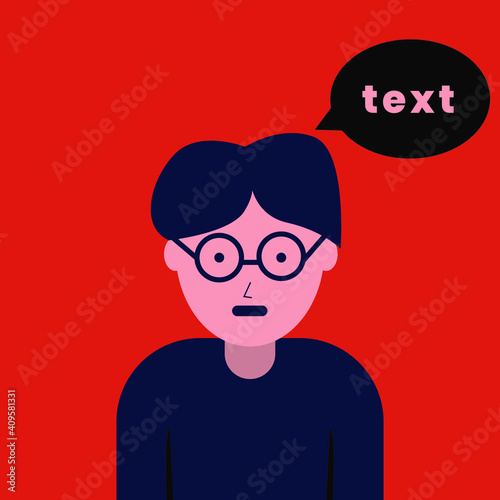 flat design men with glasses who are confused want to say something, how do you fill it