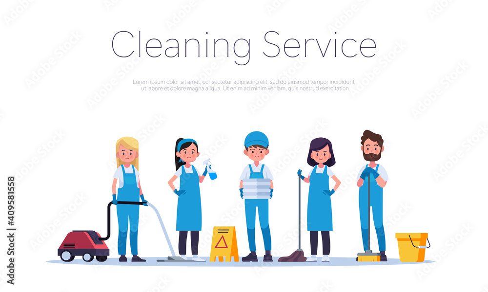 Cleaning service or company. woman and man doing housework. professional occupation. Cleaning service or company. woman and man doing housework. professional occupation.