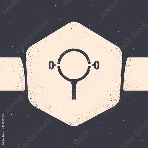 Grunge Filter wrench icon isolated on grey background. The key for tightening the bulb filter trunk. Monochrome vintage drawing. Vector.