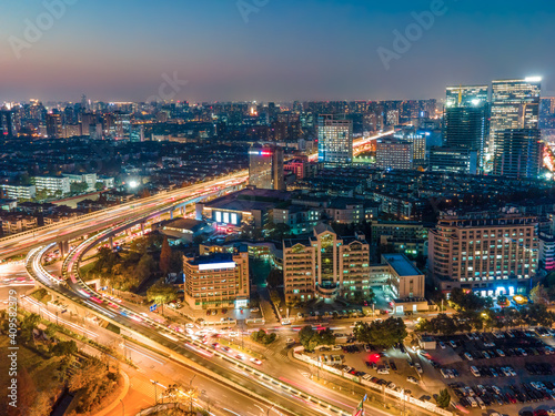 Wallpaper Mural Aerial photography of Hangzhou, Zhejiang, city architecture landscape skyline panorama twilight Torontodigital.ca