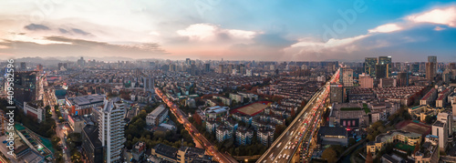 Aerial photography of Hangzhou, Zhejiang, city architecture landscape skyline panorama twilight © 昊 周