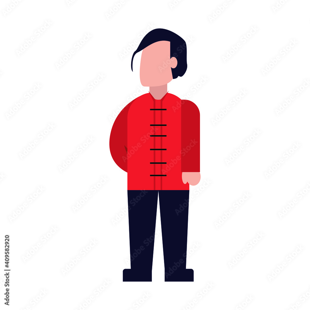 people wearing china holidays, in flat design vector illustration