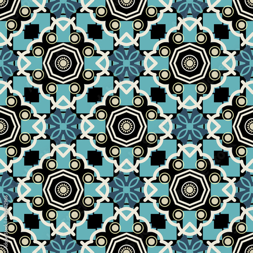 Seamless ceramic tile with colorful Geometric pattern in turkish style.