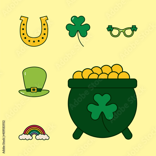 bundle of six saint patricks day set icons photo