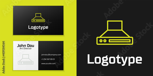 Logotype line Kitchen extractor fan icon isolated on black background. Cooker hood. Kitchen exhaust. Household appliance. Logo design template element. Vector.