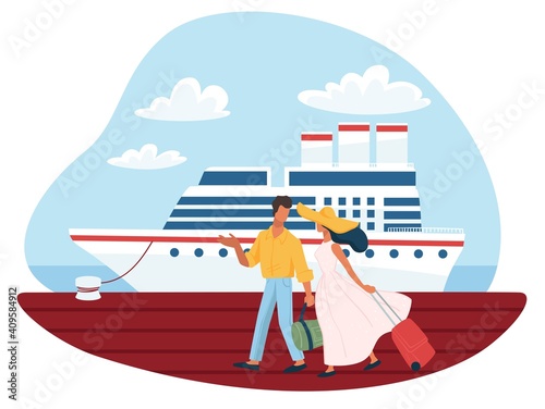 Man and woman getting ready for cruise boarding