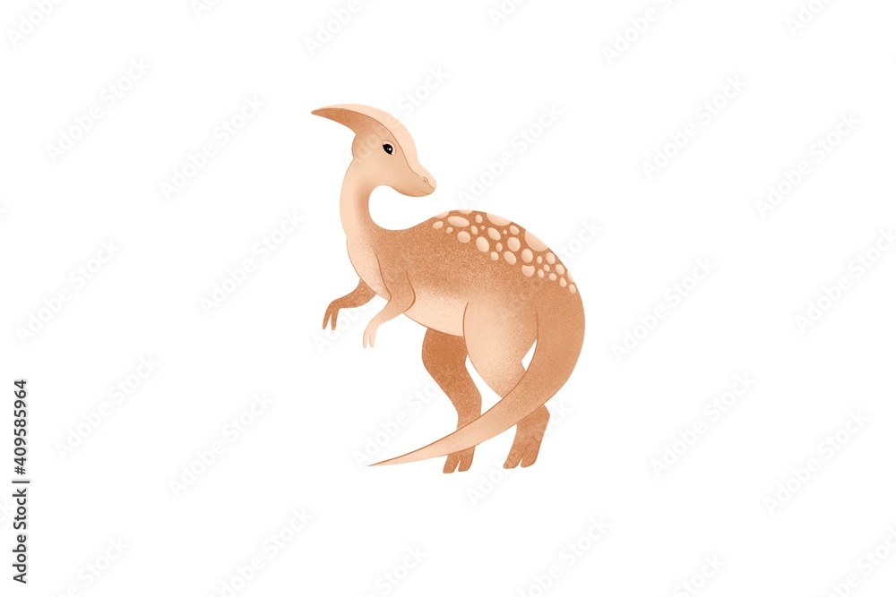 Fototapeta premium illustration of a dinosaur, parasaurolophus, on a white background 