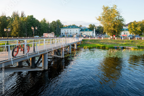 Golden Ring of Russia. omplex of the Moscow Outpost on the embankment of the Volga river. View from the landing stage photo