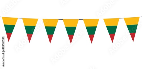 Garland banner in the colors of Lithuania on a white background 