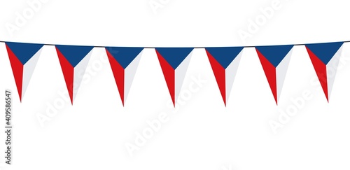 Garland banner in the colors of Czech Republic on a white background 