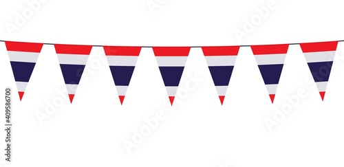 Garland banner in the colors of Thailand on a white background 