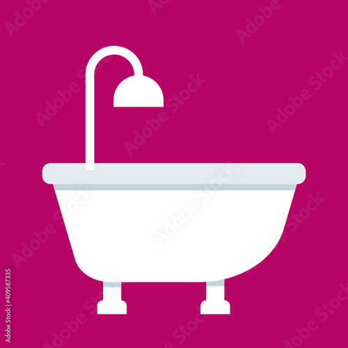 luxury bathtub, flat design vector illustration