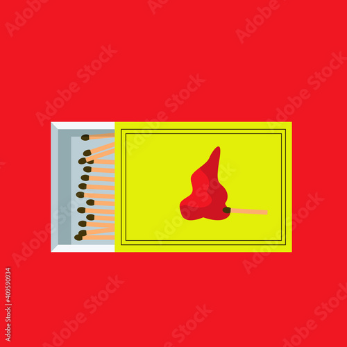 top view wooden matchstick illustration, flat vector