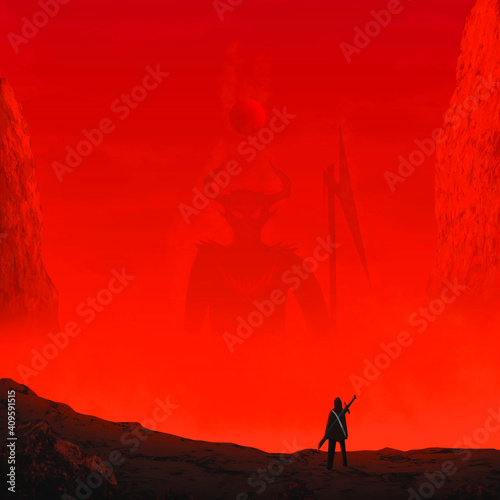 knights against giant demons