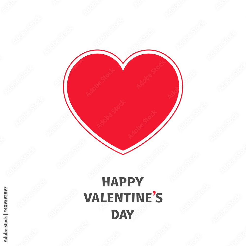 Simple Happy Valentine's Day card. Red vector heart