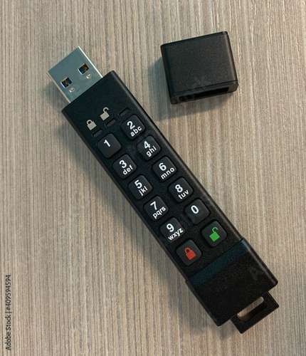 Vászonkép Picture of an encrypted secure flash drive. A secure USB drive.