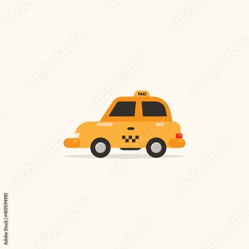 Flat design taxi car vector illustration, isolated on background
