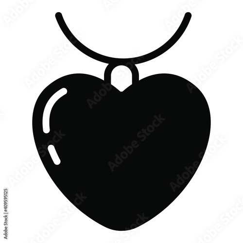 neckless, jewelry, heart black simple icon decorative element for valentine's day.