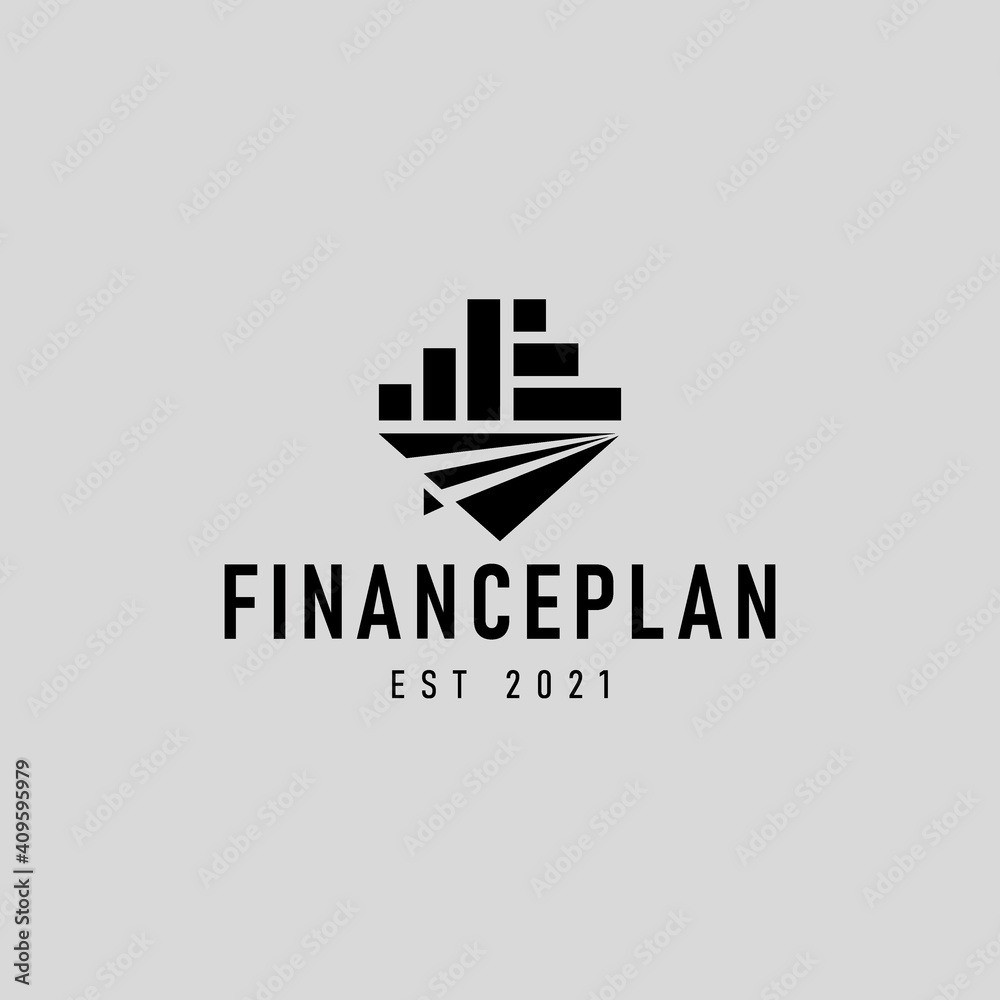 bar chart with plane paper icon shaped design logo illustration bar chart with plane paper icon shaped design logo illustration