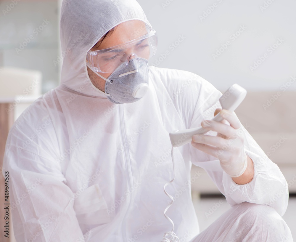 Fototapeta premium Forensic expert at crime scene doing investigation
