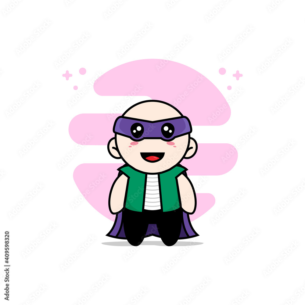 Cute men character wearing superhero costume. Cute men character wearing superhero costume.