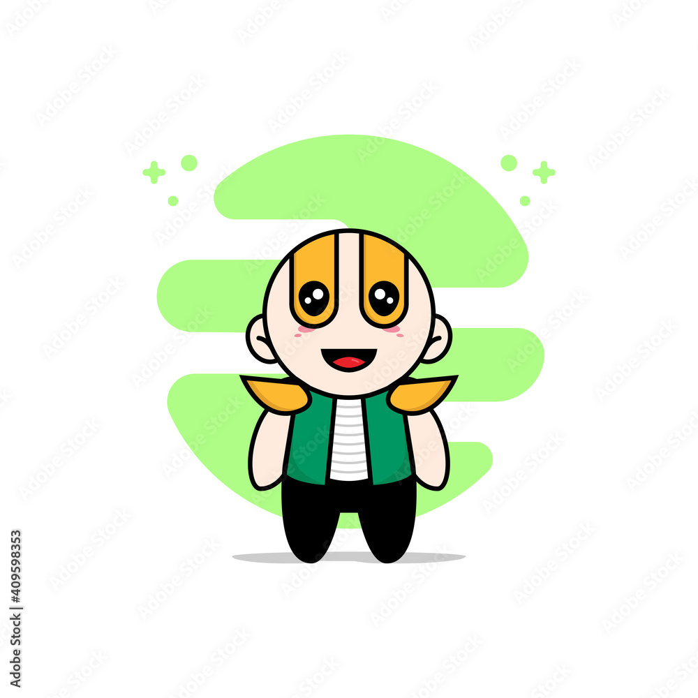 Cute men character wearing superhero costume.