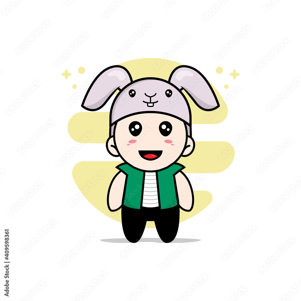 Cute men character wearing rabbit costume. Cute men character wearing rabbit costume.