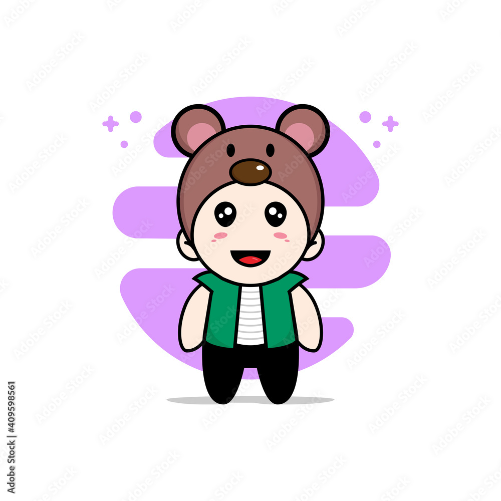 Fototapeta premium Cute men character wearing mouses costume.