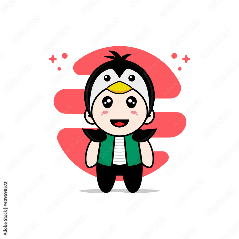 Cute men character wearing Penguin costume.