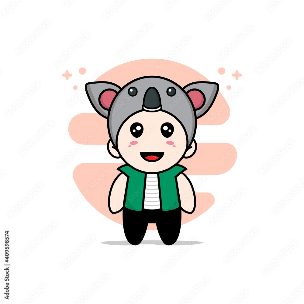 Cute men character wearing koala costume. Cute men character wearing koala costume.