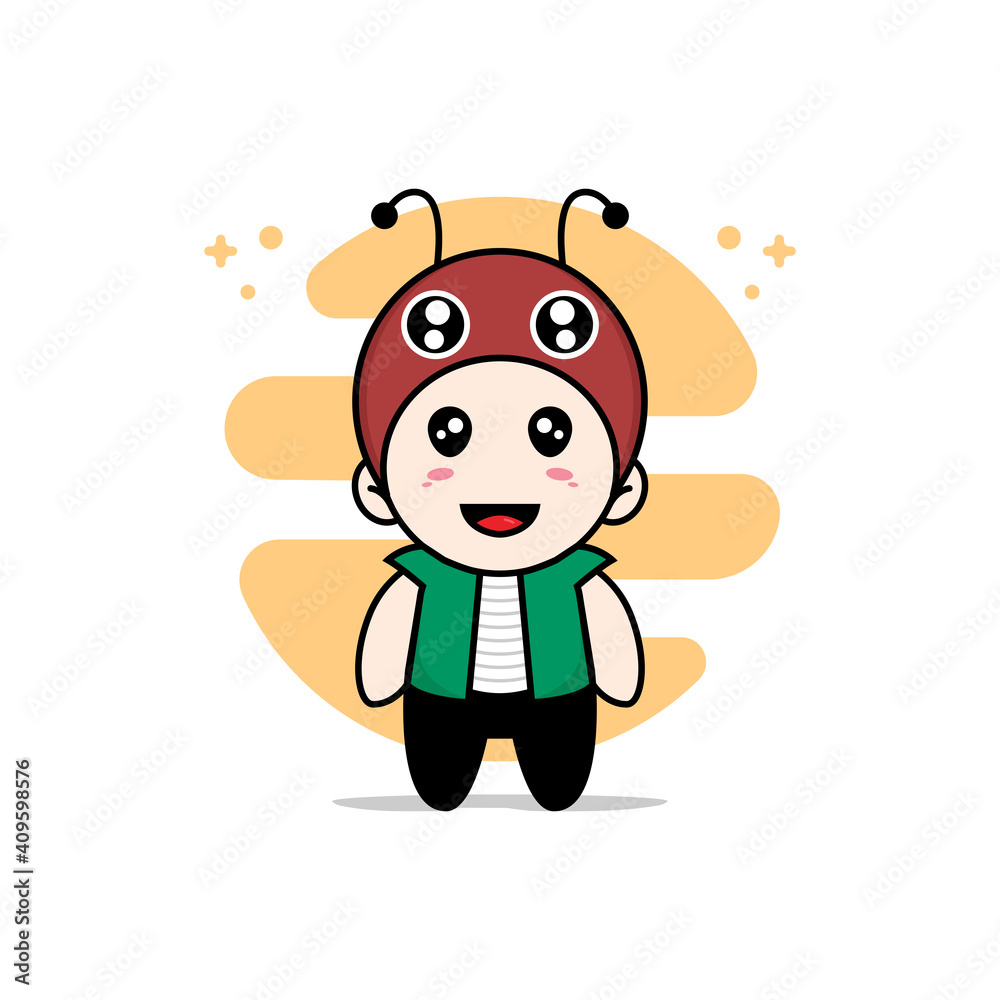 Cute men character wearing dragonfly costume. Cute men character wearing dragonfly costume.