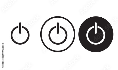 shutdown power icon black outline for web site design and mobile dark mode apps 
Vector illustration on a white background