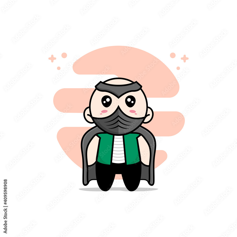 Cute men character wearing superhero costume. Cute men character wearing superhero costume.