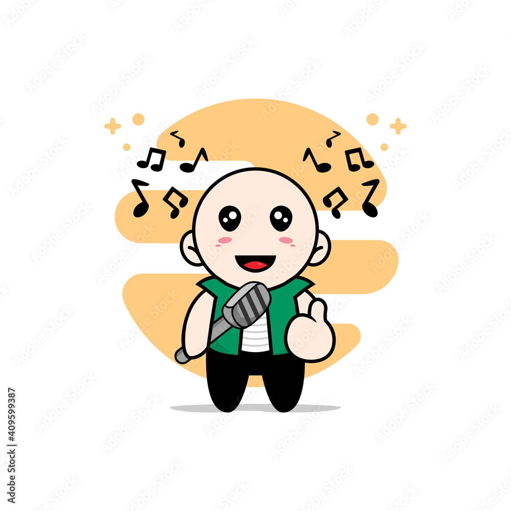 Cute men character wearing singer costume. Cute men character wearing singer costume.