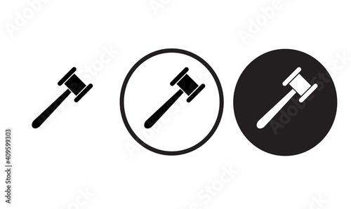 Hammer Auction icon black outline for web site design and mobile dark mode apps Vector illustration on a white background