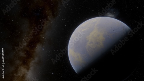 Planets and galaxy  science fiction wallpaper. Beauty of deep space. Billions of galaxy in the universe Cosmic art background 3d render 