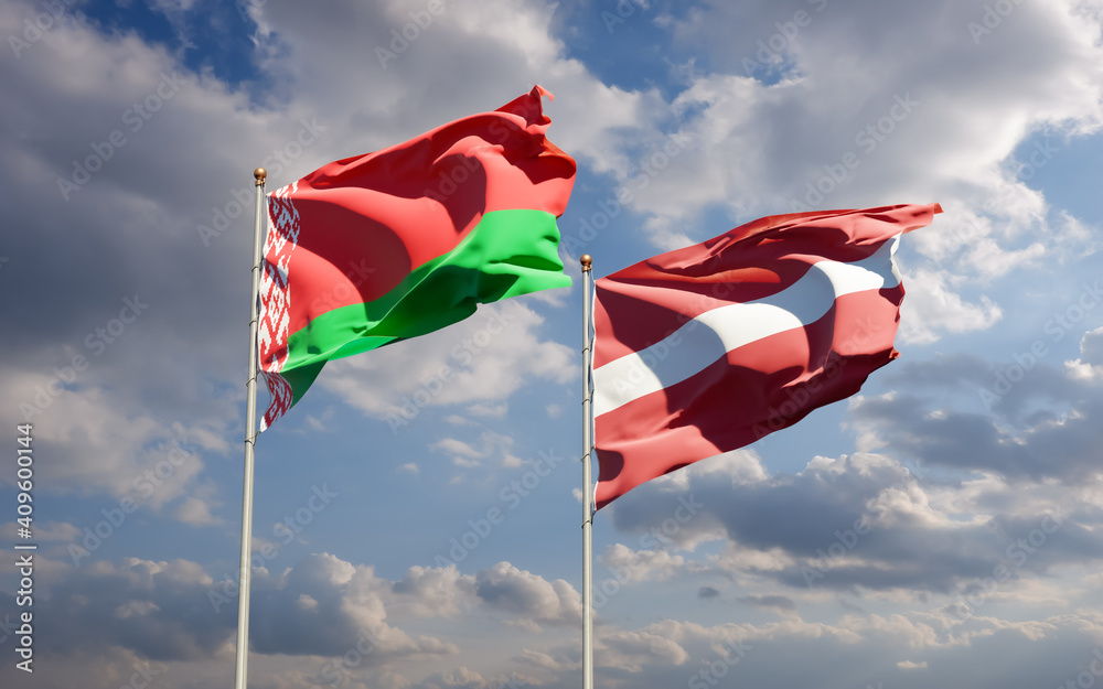 Flags of Latvia and Belarus. Flags of Latvia and Belarus.