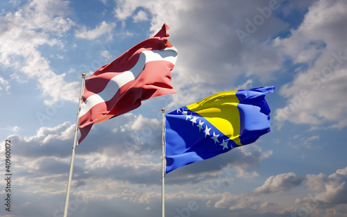 Flags of Latvia and Bosnia and Herzegovina.