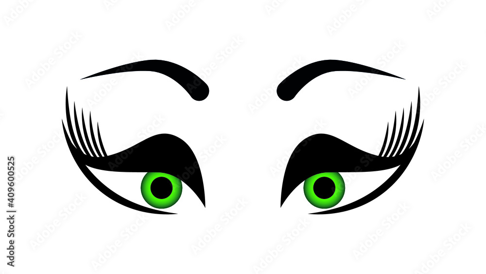 Beautiful sexy female green eyes with long eyelashes. Eyelash extensions, micro blading, mascara, beauty salon. Vector illustration. Beautiful sexy female green eyes with long eyelashes. Eyelash extensions, micro blading, mascara, beauty salon. Vector illustration.