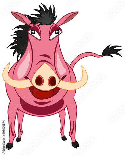 Animal wild boar wart hog on white background is insulated