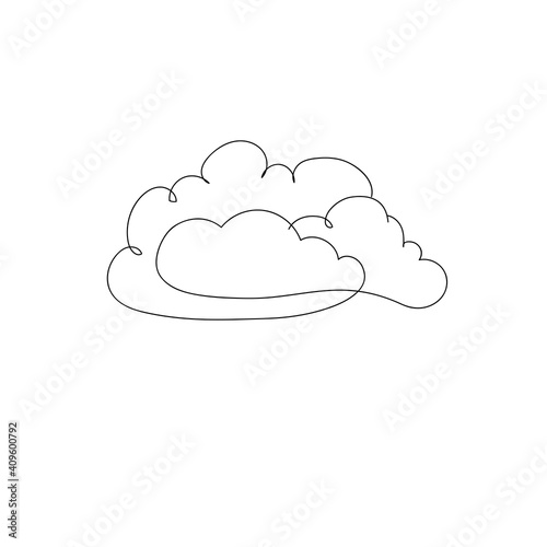 Curving sky line art drawing style. Minimalist black linear sketch clouds. Vector illustration