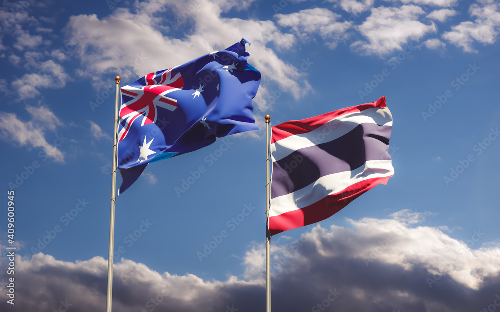 Flags of Thailand and Australia.