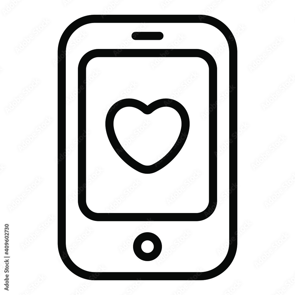 love mobile, cellphone simple line icon collection for valentine day. love mobile, cellphone simple line icon collection for valentine day.